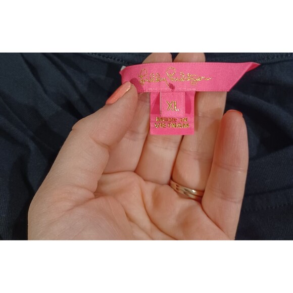 Lilly Pulitzer Arlette Swing Jersey Dress Long Sleeve Tiered Onyx Black Size XL - Picture 4 of 8